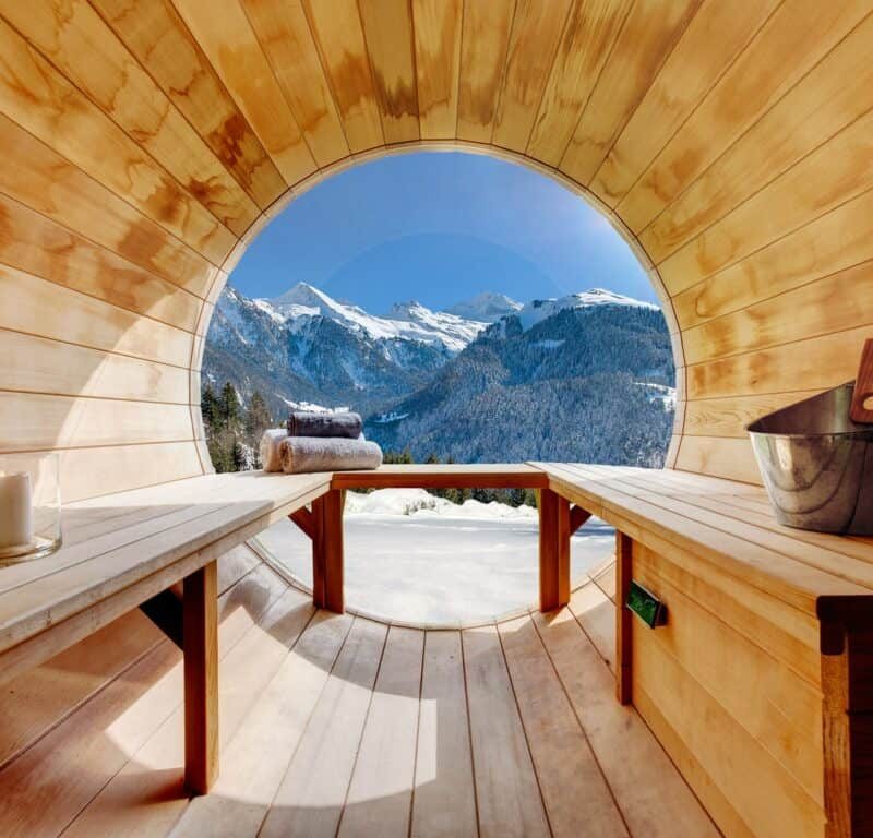 Saună butoi cu vedere panoramică - diverse dimensiuni