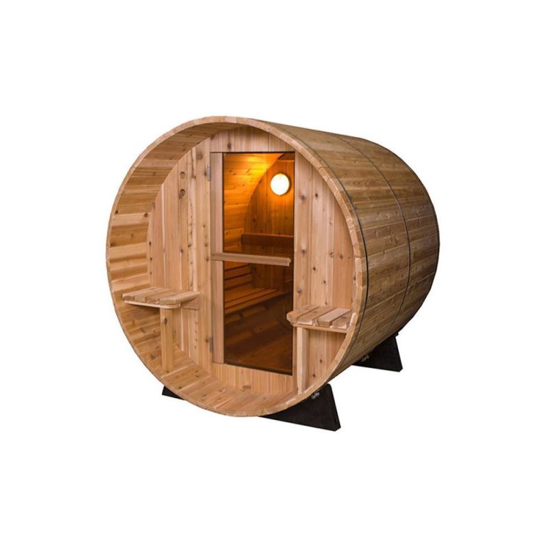 Sauna butoi cu banci exterioare cedru rosu 245 x 185 x 200 cm