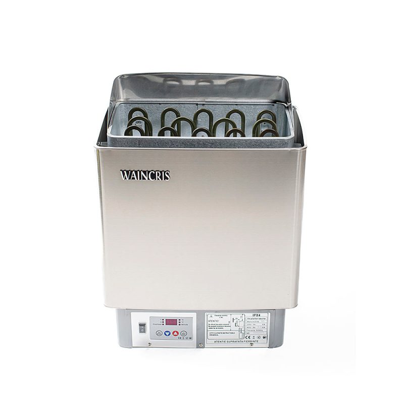 Soba inox sauna privata, incalzitor electric sauna Waincris Elite 9kW cu panou de comanda incorporat