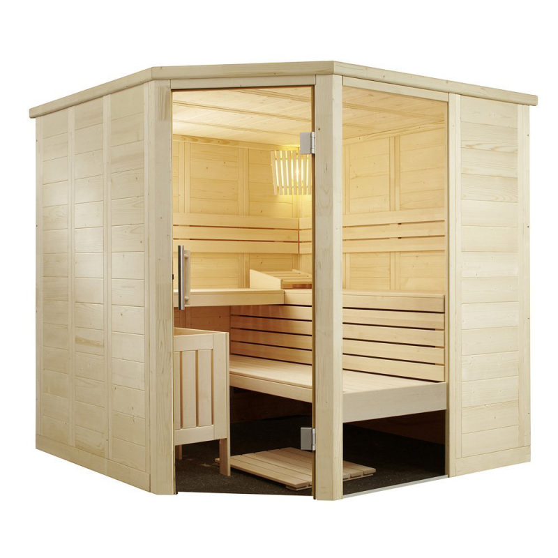 Cabina sauna din lemn masiv ALASKA Corner 206x206x204 cm