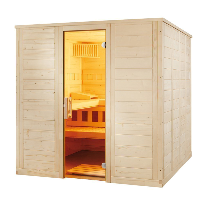 Cabina sauna din lemn masiv Wellfun Large 206x205x204 cm