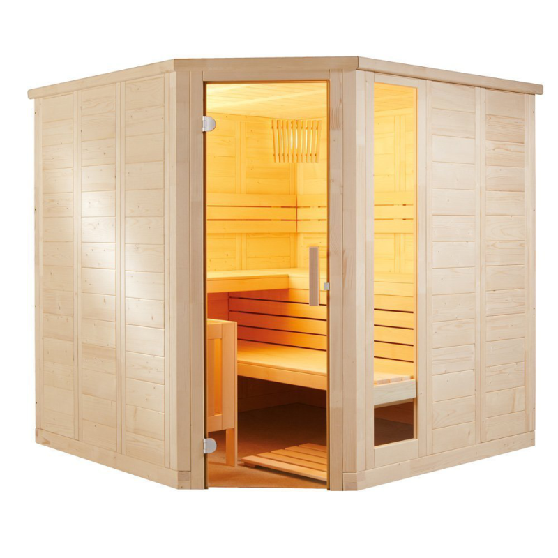 Cabina sauna din lemn masiv Komfort Corner Large 234x206x204 cm