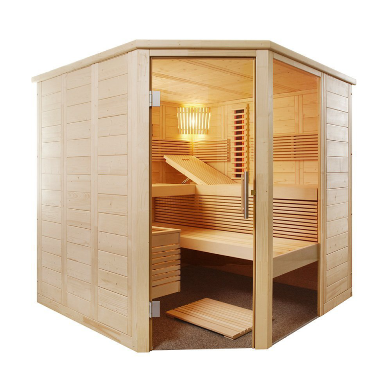 Cabina sauna MIXTA din lemn masiv Alaska Corner Infra+