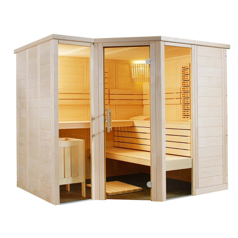 Cabina sauna MIXTA din lemn masiv Arktis Infra+