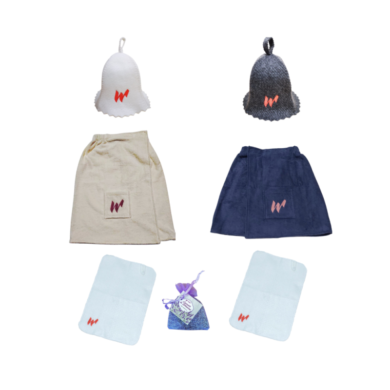 Set accesorii sauna Waincris Stay and relax + cadou saculet lavanda