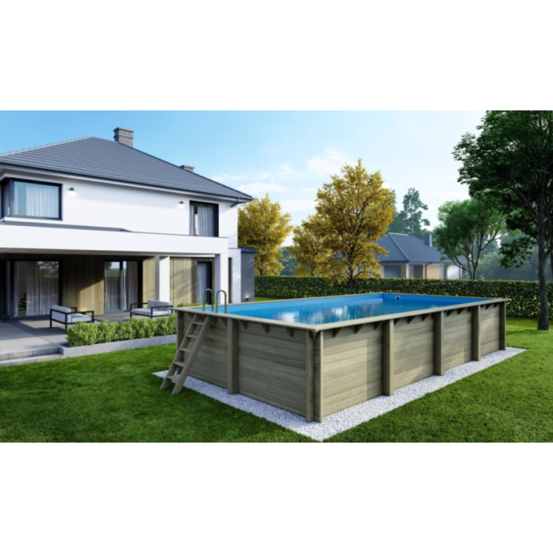 Piscina din lemn 4,35×8,50×1,45 m cadru fixată pe beton existent