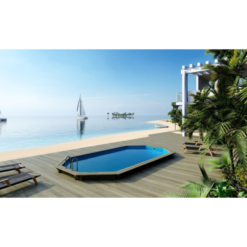Piscina din lemn 3,97×7,3×1,45 m pe cadru fara cimentare