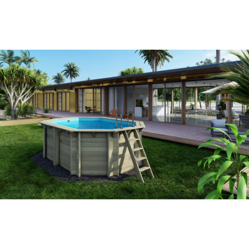 Piscina din lemn 3×4,3×1,18 m pe cadru fara cimentare