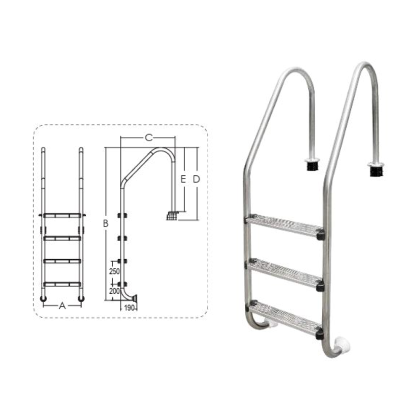 Scara din inox pentru piscina cu 3 trepte inox AISI 316