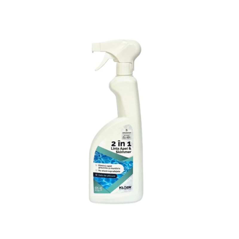 Solutie 2 in 1 pentru curatare linie apa piscine si skimmer, Kloer, 0,73 L