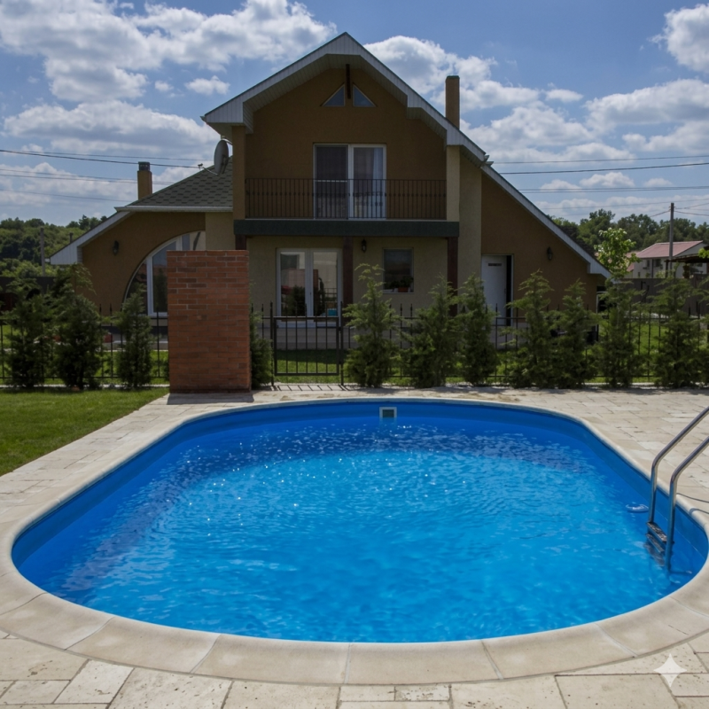 Set borduri piscina ovala 15x5m Raza 2,5m